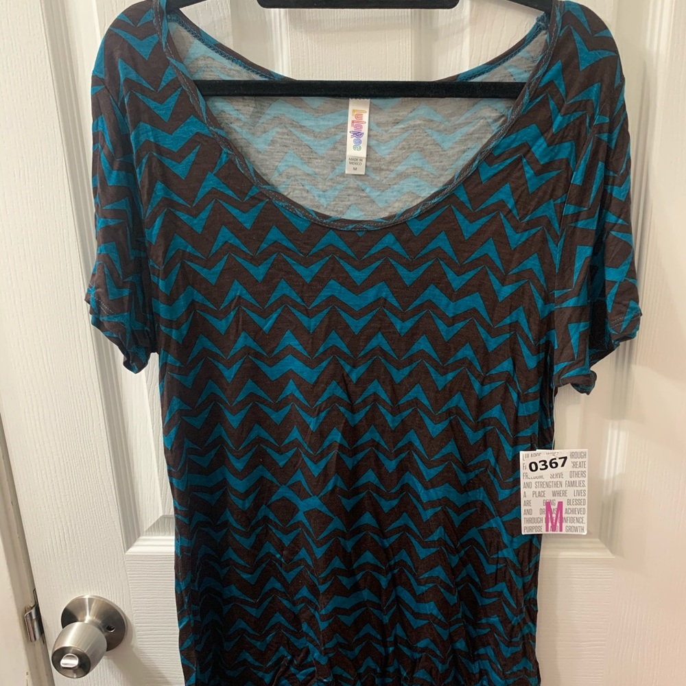 LulaRoe Classic T NWT Teal & Brown Medium